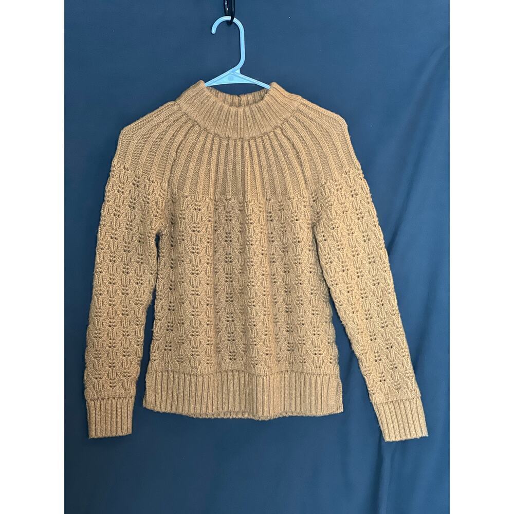 Madewell Stitch_Mix Mockneck Sweater, Brown, Small, MA757, Fall, Wool